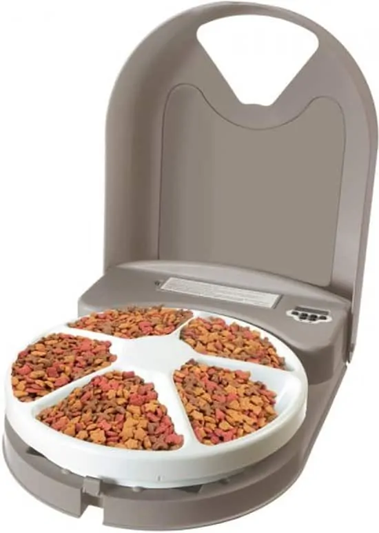 HoGu® Luxe automatische voerautomaat met losneembare roestvrijstalen voederbak